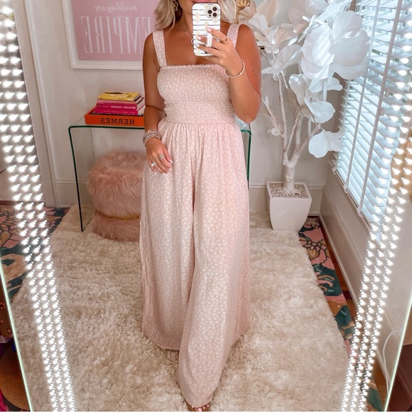 Forever 21 pink and white floral jumpsuit - Picture 1 of 5